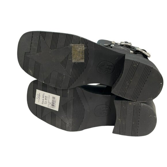 Ash Black Leather Texas Square Biker Boots Size 38 US 8 NEW - Picture 6 of 9